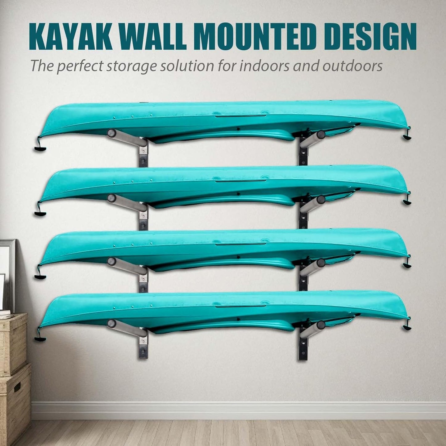 Kayak Storage Rack, Adjustable Wall Mount Kayak Racks for Garage and Outdoor Storage, Heavy Duty Weight Capacity, 2 Level / 3 Level / 4 Level