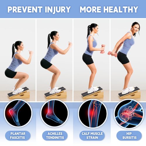 Wood Slant Board Calf Stretcher - Professional Calf Stretcher Slant Board for Physical Therapy, Incline Stretching, and Rehabilitation Exercises - Durable and Adjustable Balance Tool (Bamboo)