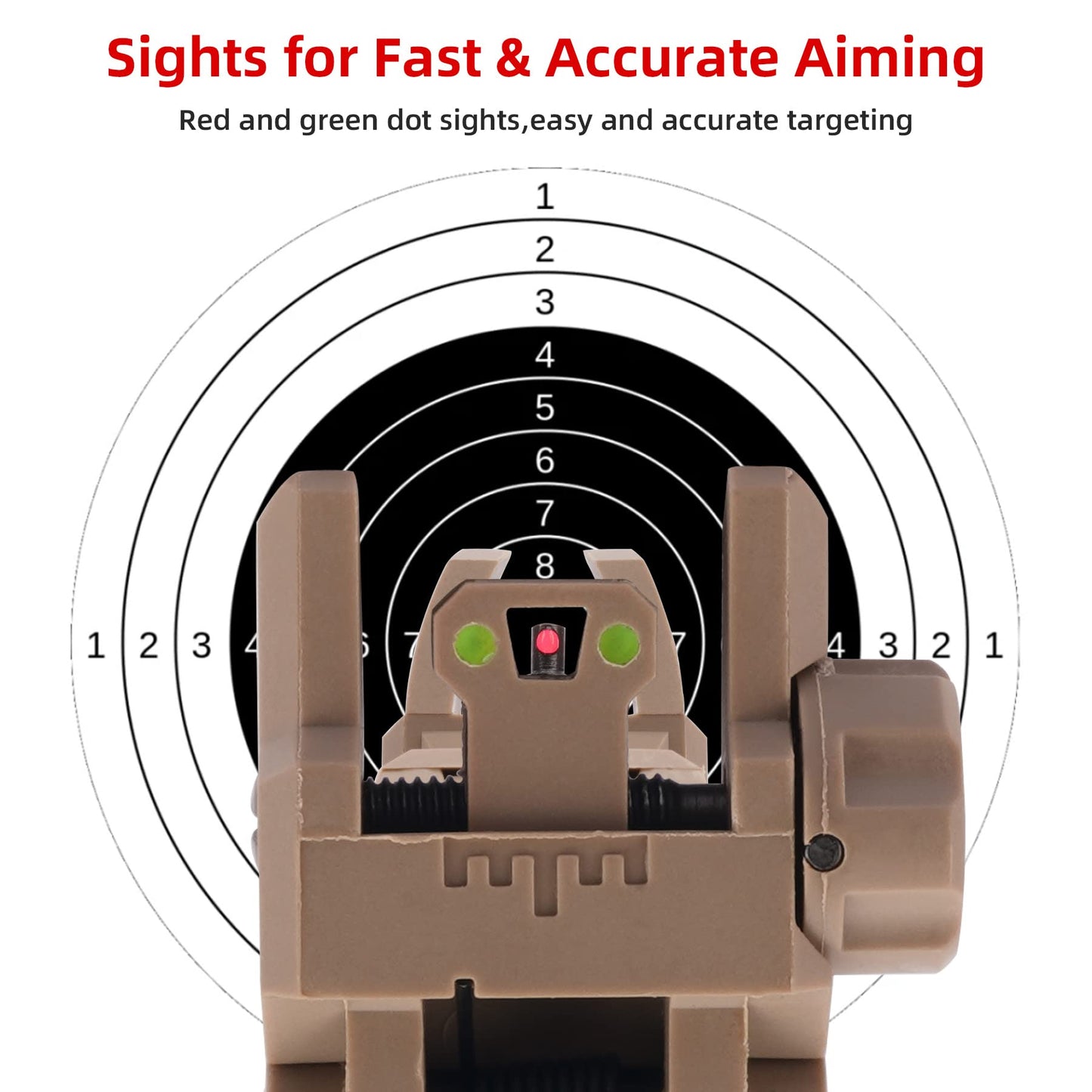 GLKTRS Flip Up Sights Fiber Optic Red Green Dot Sights Folding Polymer Sights for Picatinny Rail Adjustable Front and Backup Sights Set (Black)