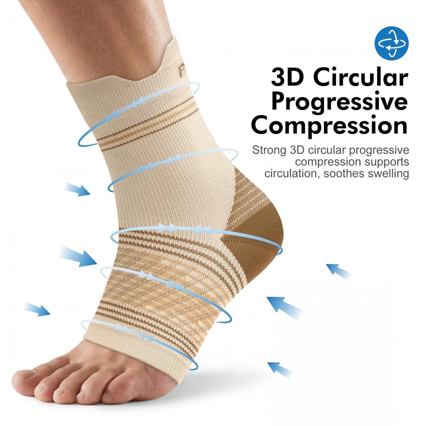 6 Pairs Plantar Fasciitis Socks for Men & Women, Ankle Brace Compression Socks with Arch Support for Achilles Tendonitis, Heel Pain, Swelling & Arthritis Relief, Nude, Large