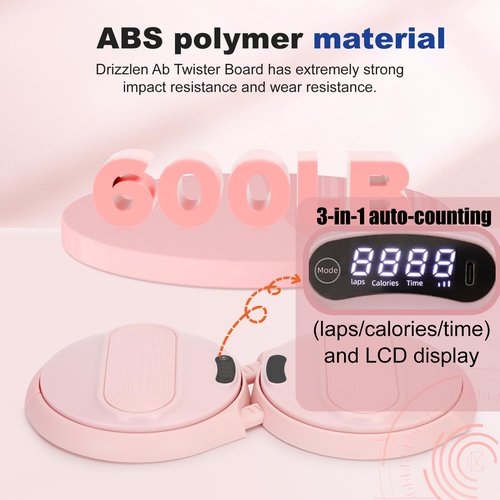 Ab Twister Board with 2 Resistance Bands,360° Waist Twisting Machine for Core Workout & Full-Body Toning,Waist Twister Board for Home Gym,Weight Loss & Slimming(pink) (pink)