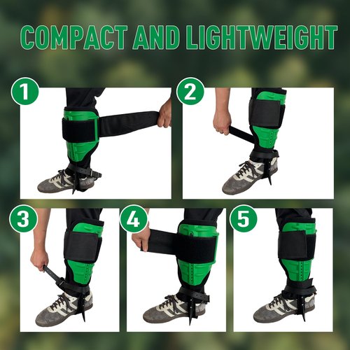 MR DIY TOOLS Tree Climbing Spikes Set, Alloy Steel Climbing Spurs, 350lbs Load Capacity, Green, Classic Style, Ideal for Climbers, Fruit Picking & Lumberjack