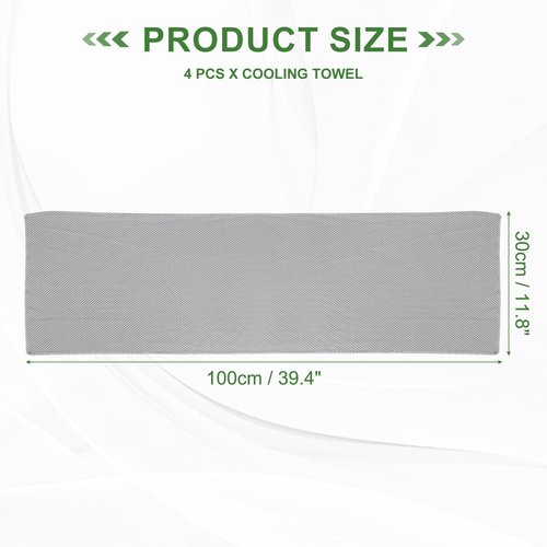 PATIKIL Cooling Towel 40"x12", 4Pcs Ice Towel for Neck and Face, Soft Breathable Chilly Sweat Absorbing for Yoga Sports Camping Fitness Running Golf, Light Gray