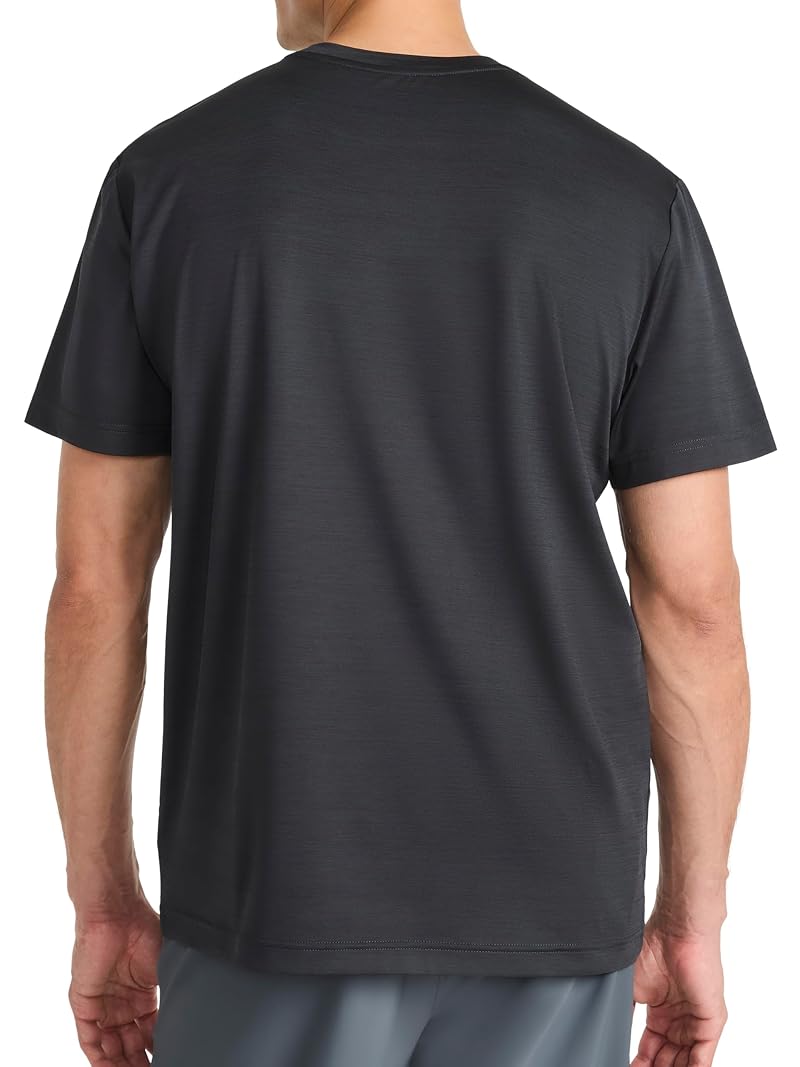 Reebok Men’s Reflective Small Logo Crewneck T‑Shirt - Black Heather, Large