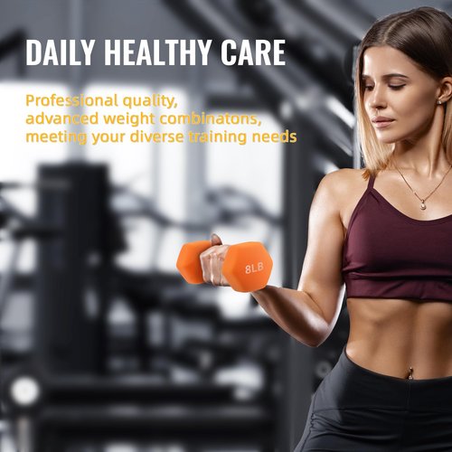 Fitvids Neoprene Dumbbell Set with Rack, 3/5/8LB Pairs, 32LB Set with Rack