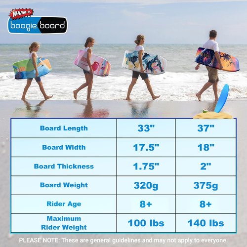 Wham-O Boogie Boards 2 Pack, 37" Body Board for Beach, Lightweight Bodyboard with Wrist Leash for Beginners Kids and Adults – Beach