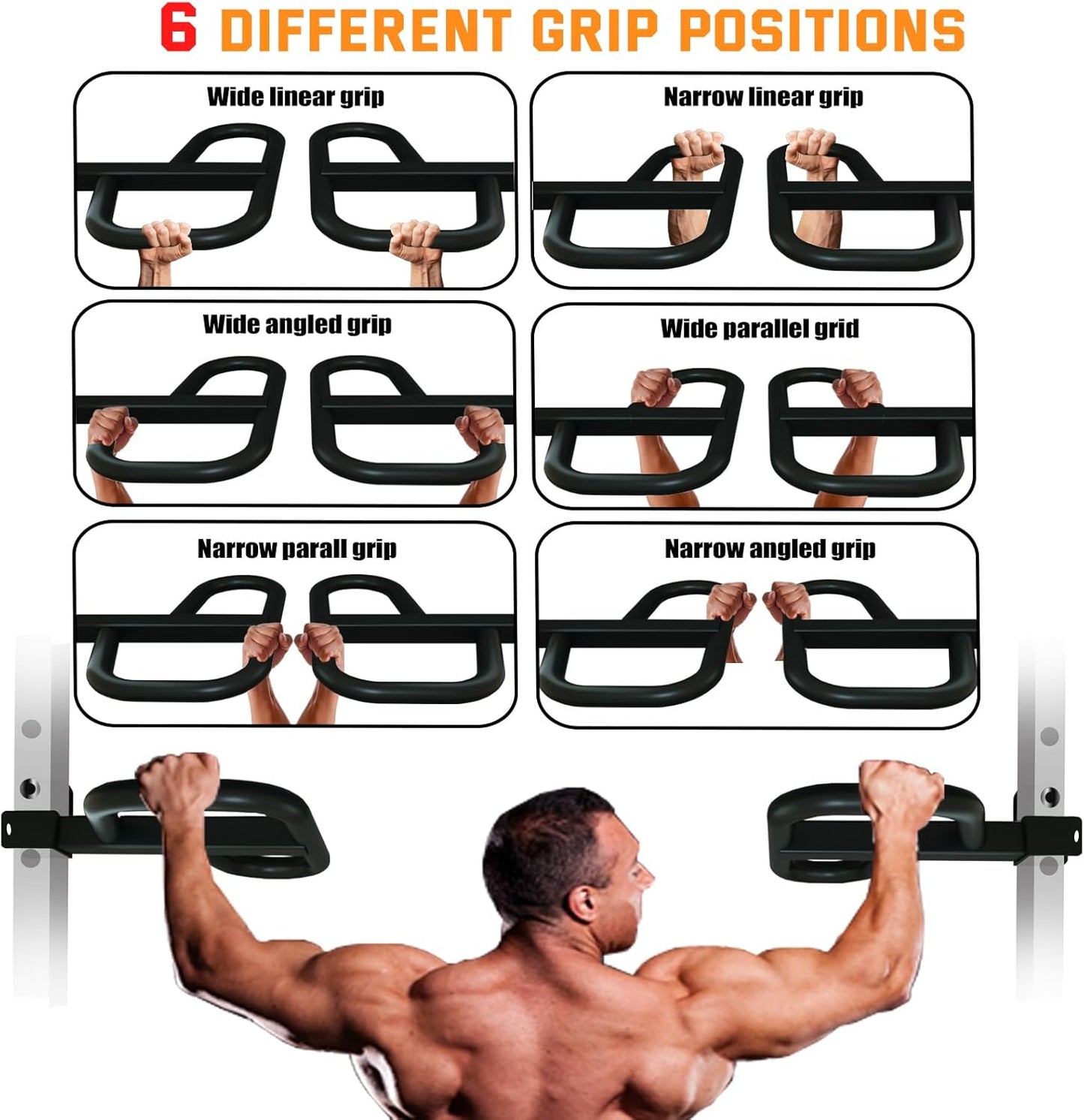 2025 Upgrade Multi Grip Dip Bar Attachment for 2" x 2" Power/Squat Rack – Wide & Narrow Grip Handles, 500 lbs Capacity, Easy Installation for Strength Training (5/8" or 1" Hole)