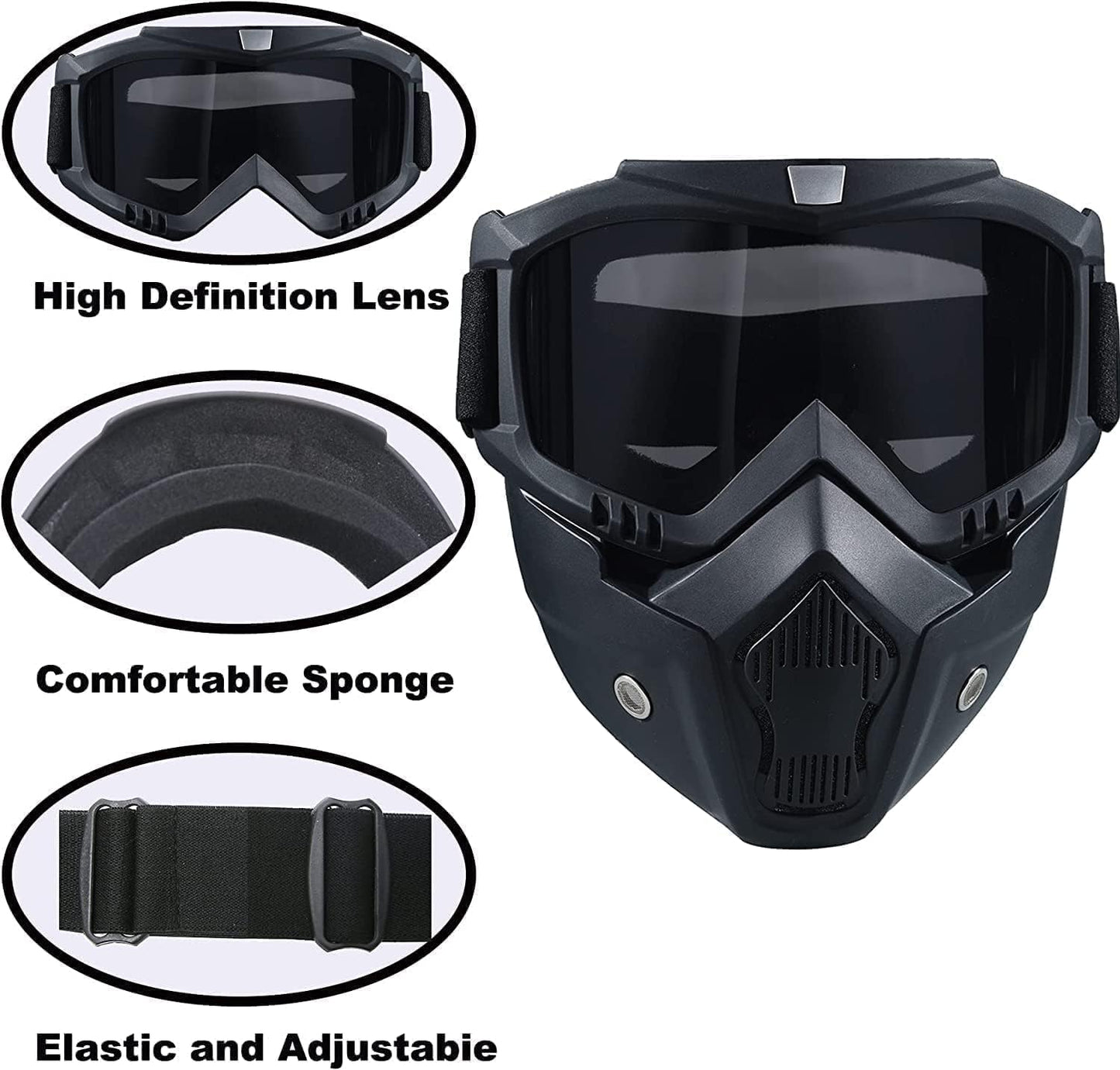 3 Pack Paintball Mask ， Goggles Detachable ，Halloween Paintball Mask Motorcycle Face Mask for Riding Racing Shooting Cosplay Cs Survival Games