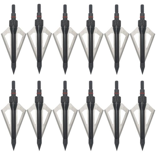 LeeMui Hunting Broadheads 12PK 100 Grains Screw-in Arrow Archery 3 Blades Hunting Heads Arrow Tips Compatible with Crossbow and Compound Bow + 1 PK Broadhead Storage Case (Black)