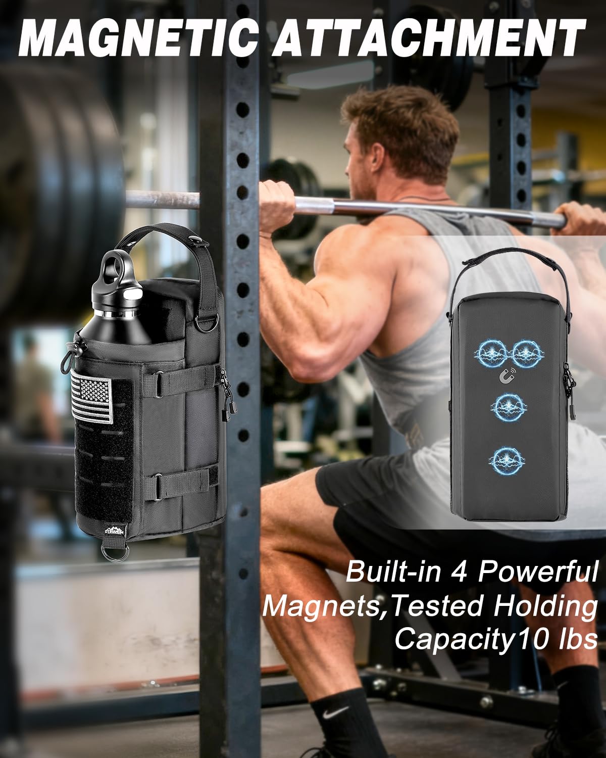 MONAHITO Magnetic Gym Bag for Men - Water Bottle Carrier Holder Bag