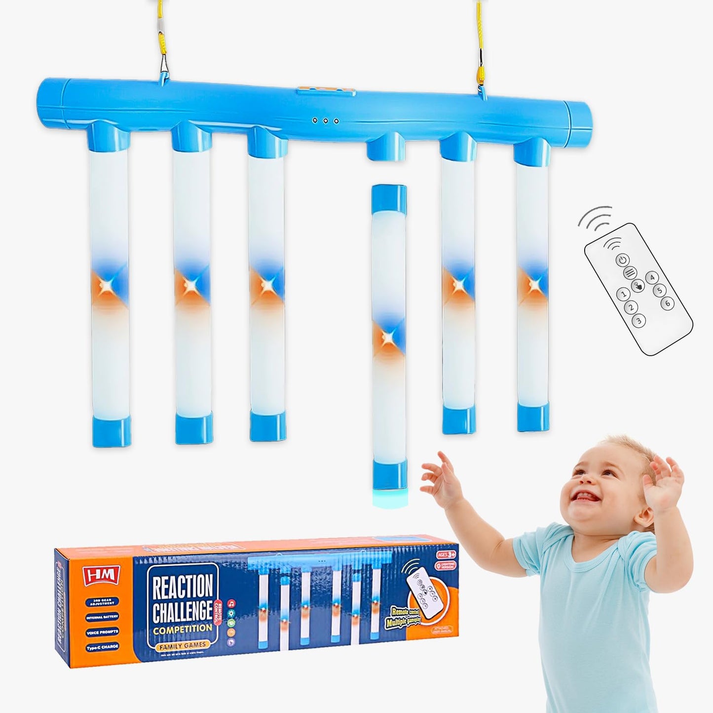 STHF Reflex Game, 3-Speed Adjustable Hand Eye Coordination Training Toy, Reaction Speed Challenge with English Voice Prompts for Family Brain Training, Safe EVA Foam Grip Skill Builder.