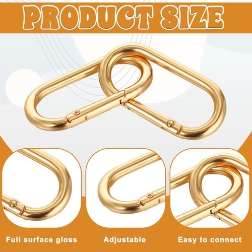 Giantree 2Pcs Gold Key Ring, Gold Carabiner, Gold Carabiner Clip Oval Snap Clip, Metal Keychain Clip for Purse Strap Alloy Round Buckle Key Hook for Bags Purse Keychain Replacement