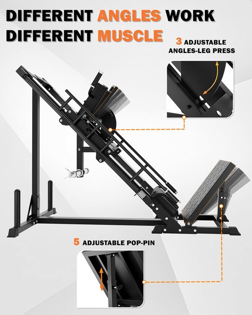 GOIMU Leg Press Hack Squat Machine Combo, 4 in 1 Adjustable Leg Press Machine for Home Gym, Smooth Leg Exercise Machine, Hack Squat Machine for Full Lower Body Workout L2(Black)