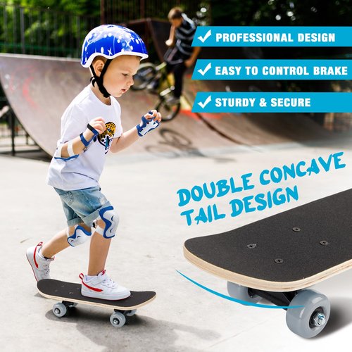 Honoson 7 Pcs Skateboard for Toddlers Beginners Knee Elbow Pads Wrist Guards Gear Set (Shark, Age 2-5 Kids 17 x 5'')