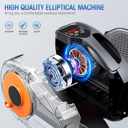 BAOKALER Under Desk Elliptical Machine, Ellipse Leg Exerciser for Seniors Fully Assembled, Quiet & Portable Electric Seated Pedal Exerciser with 15Adjustable Speeds & Remote Control