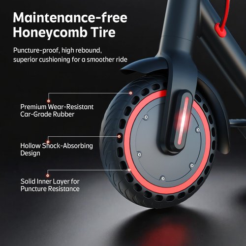 Electric Scooter for Adults- 10.4Ah Battery 350W(500W Peak) Motor, 19MPH & 25 Miles Long Range, 8.5'' Solid Tires Foldable with Dual Brake, Lightweight Portable Commuter E Scooter for Urban Travel