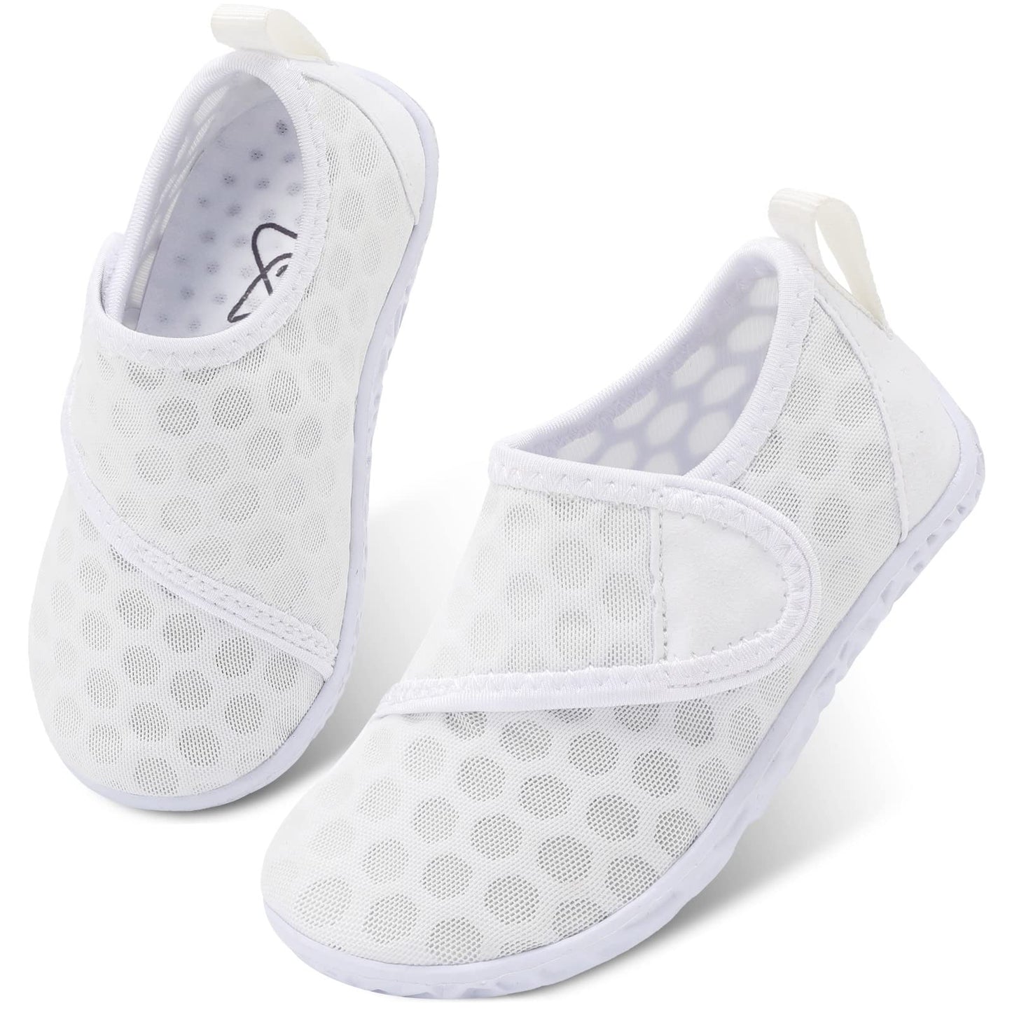 LeIsfIt Kids Water Shoes Toddler Girls Boys Swim Shoes Outdoor Quick-Dry Breathable Aqua Socks for Beach Pool Surf, White, 1 Big Kid