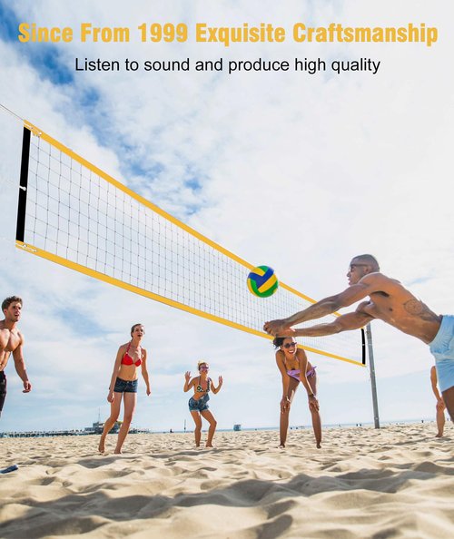 YNSZAS 𝙉𝙀𝙒 Professional Volleyball Net Heavy Duty, 46 FT Aircraft Steel Cable, Upgraded Weather Resistant, Portable for Outdoor & Indoor, Pool, Trees, Backyard, Yard, Beach, Park, 32x3FT(Net Only)