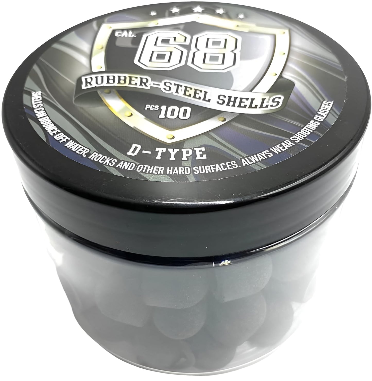 100 x D-Type Hard Mix Rubber Steel Shells Rubber Balls Mixed with Steel Powder 6 Grams Heavy Ammunition for Training Home Self Defense Paintball Pistols in 68 Caliber