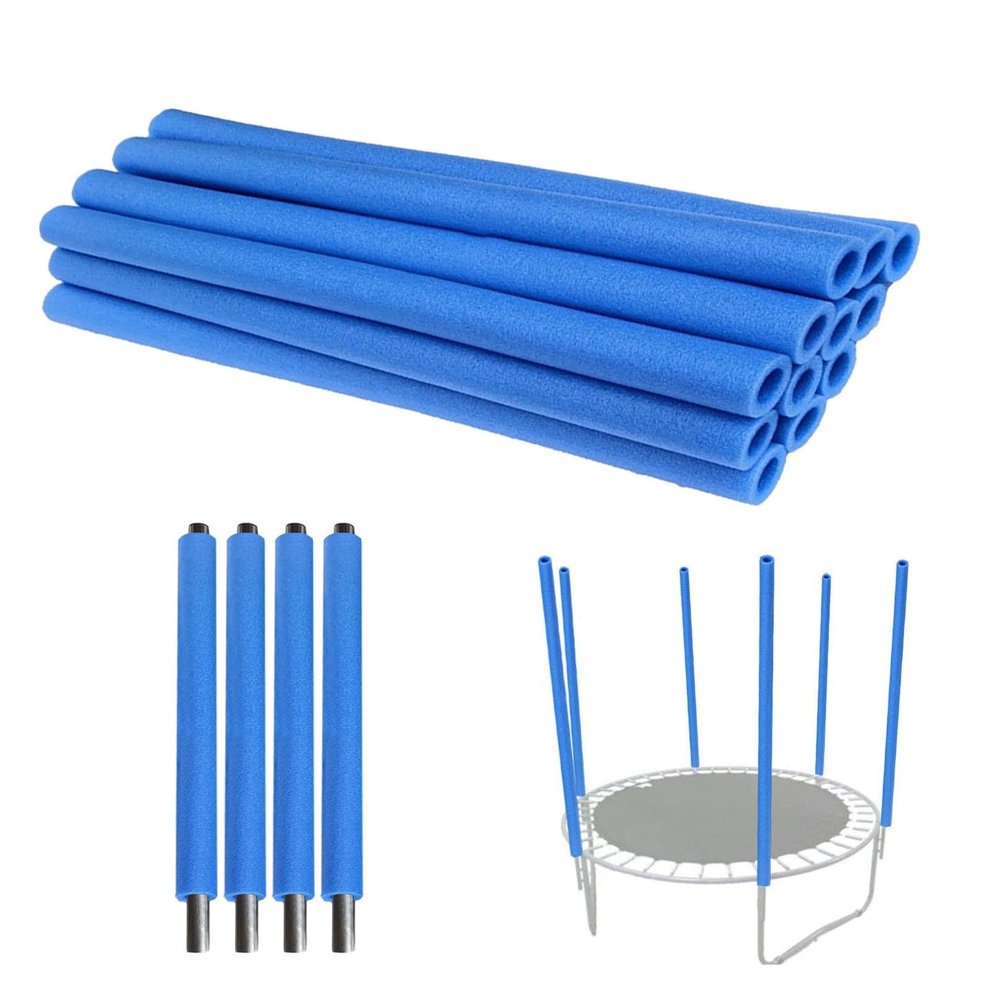 1.0 inch Trampoline Pole Covers Accessories, 12 PCS 34.6 Inch Waterproof PE Foam Replacement Trampoline Parts for Indoor and Outdoor (Blue-12 pcs)