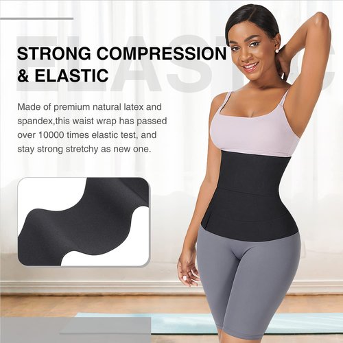 FeelinGirl Waist Trainer for Women Men Waist Wrap Tummy Control Waist Shaper with Loop Waist Trainer for Lower Belly Fat Black