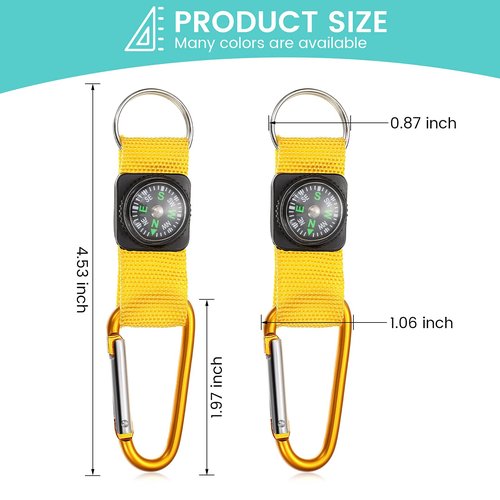 Toodoo 36 Pieces Compass for Kids Bulk Metal Mini Compass Keychain Hiking and Survival Adventure Camping Belt Clips Theme Birthday Party Favors for School Outdoor Hiking