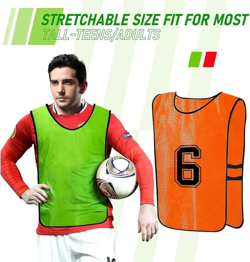 KisSealed 24 Pack Scrimmage Team Practice Vests Numbered Pinnies Jerseys Train Vest for Adult Sport Basketball Soccer Football(Large)