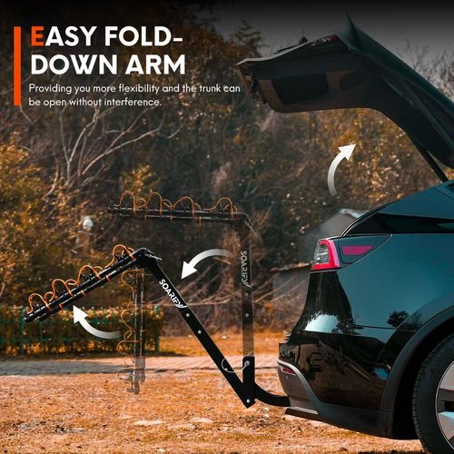 Soarify Hitch Bike Rack Mounts on Car, SUV, RV, 2" Hitch Receiver, 4 Bike Capacity, 143 lbs Load, Tilt Release, Rubber Straps, Included Bike Cross BAR Adapter