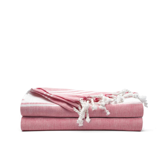 9Threads Cotton Turkish Beach Towel with Towels Oversized 36"x72" Pool Absorbent Extra Large Quick Dry Sand Travel Towel (Tomato Red, 2 Pack)