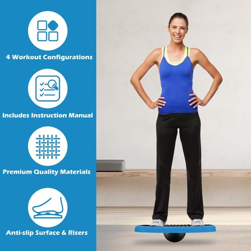 ZUETK 4-In-1 Aerobic Balance Board and Step Up Exercise Platform - Adjustable Multifunctional Balance Board Slant Board, Steppers for Exercise - Home Workout Non Slip Stepper Platform Blue