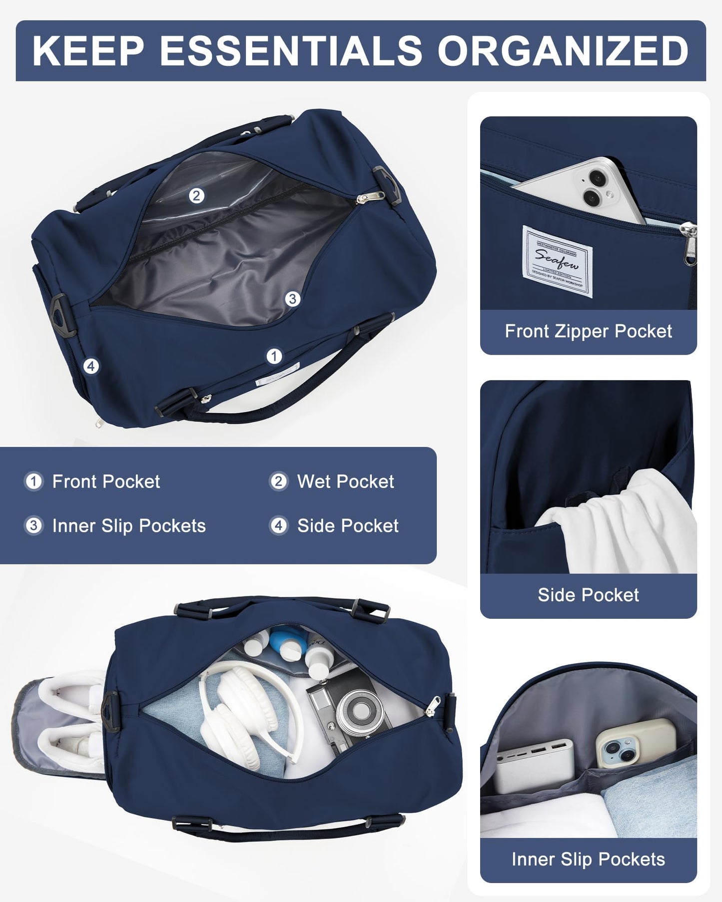 Gym Bag Womens Mens with Shoes Compartment and Wet Pocket Travel Duffel Bags for Women for Plane Sport Gym Tote Bags Swimming Yoga Waterproof Weekend Overnight Bag Carry on Bag Hospital Holdalls