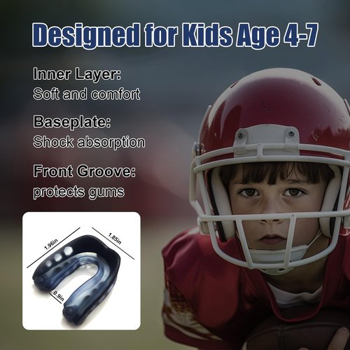 KLASHE Kids Sports Mouthguard Football Mouth Guard, 2 Pack with Case and Strap Mouth Guard Football, 1.7 x 1.96 inches, for Boxing, Basketball, Hockey, Ages 4-8