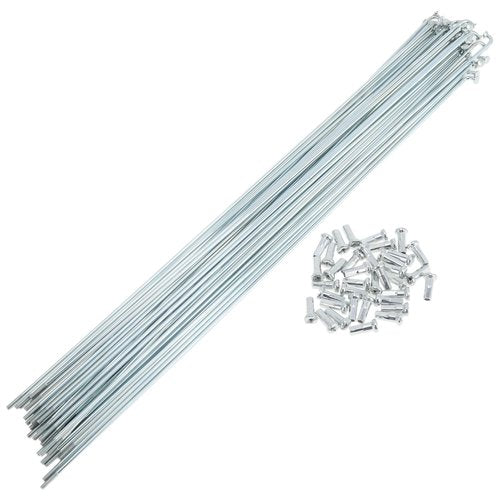 A ABSOPRO 36 Set 14G Bicycle Spokes 285mm Bike Wheel Spokes Galvanized Carbon Steel Silver Tone