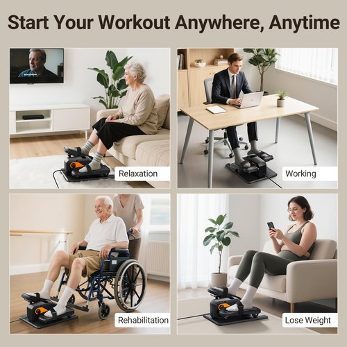 Roylvan Elliptical Exercise Machine, Under Desk Ellipse Leg Exerciser as Seen on TV, Quiet Electric Seated Pedal Elliptical for Seniors with 12 Adjustable Speeds, Remoter, Footstraps for Home Office