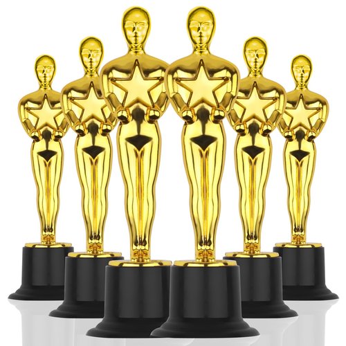 WINKIO Gold Award Trophies，6” Gold Award Statues, Pack of 6 Mini Trophies, Plastic Trophy Award for Competition,Events, Sports, Party Decorations,Award Ceremony and Appreciation Gift