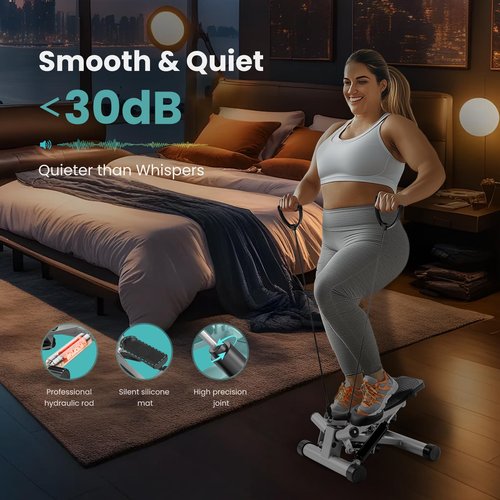 OLIXIS Stepper for Exercise, Stair Step Workout Machine with Resistance Bands, Mini Stair Stepper at Home Workout Equipment with 265 LB Load Capacity,Fitness Stepper with LCD Monitor