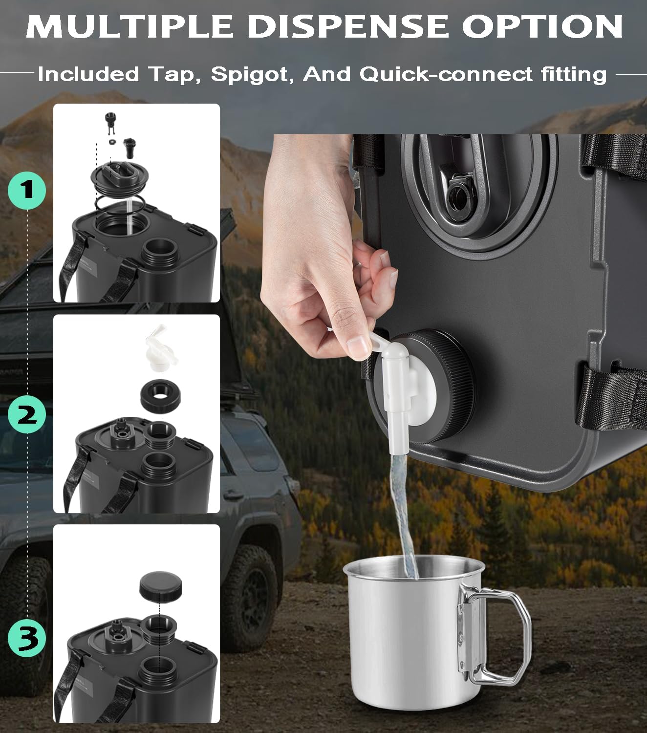 11L Portable Outdoor Camping Water Storage Tank with Faucet BPA Free, Food Grade Hydration Water Storage Container Hydration Water Jug 11L for Camping, Outdoor Hiking, Picnic BBQ