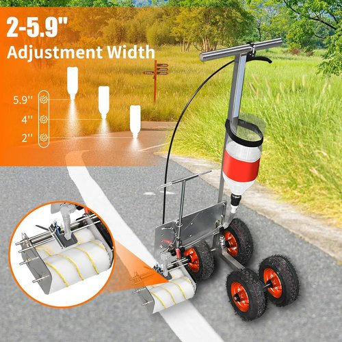 BAUSATZ Line Marker Machine, Field Concrete Paint Line Marking Machine, Lane Marking Applicator with Circle Tool,Oversized Off-Road Wheels for Outdoor Terrain