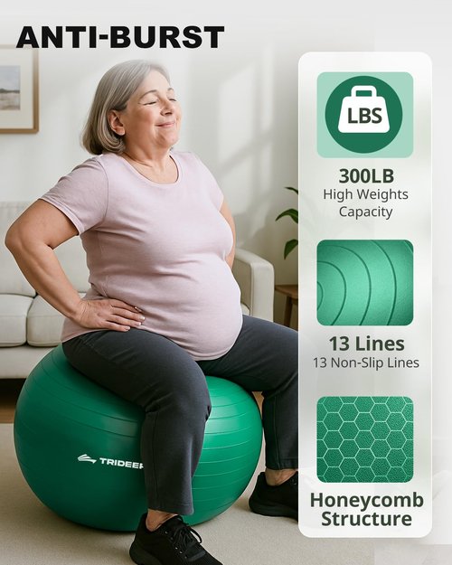 Trideer Exercise Ball for Physical Therapy & Workout - Swiss Ball for Core Strength, Flexibility & Balance