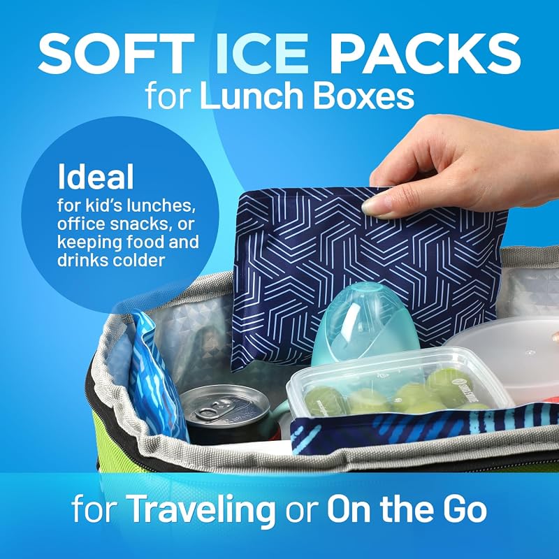 Reusable Ice Packs for Lunch Boxes & Coolers - 4 Pack, BPA-Free