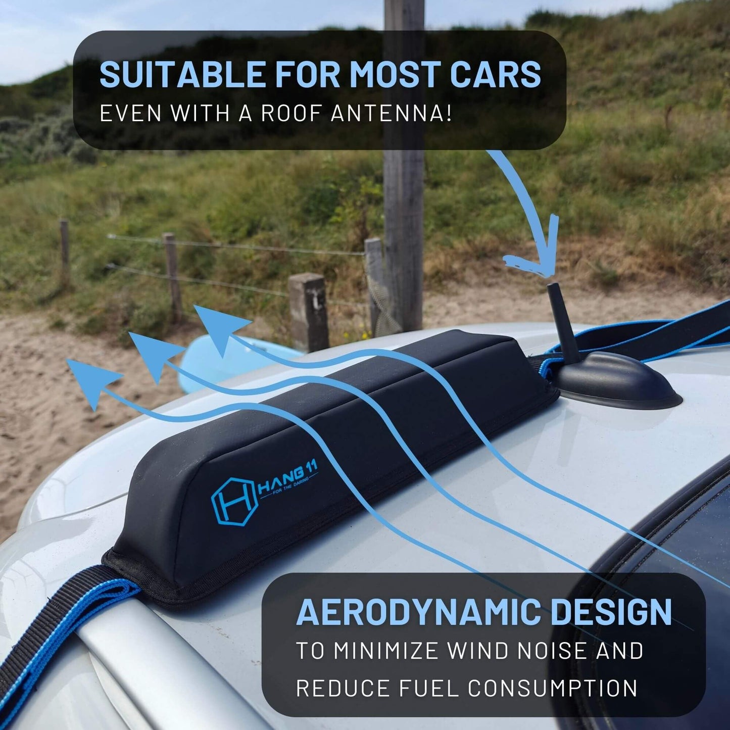 Hang 11 Surfboard Car Rack - Soft Padded Surfboard Roof Rack (Single)