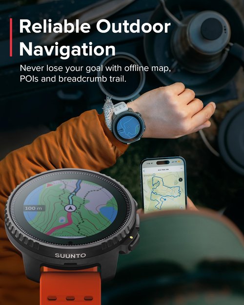 SUUNTO Vertical Solar GPS Adventure Watch, Premium Multisport Watch w/1.4 inch Touchscreen, Free Global Offline Maps, 60-Day Battery Life, Training Records, Heart Rate & Sleep Tracking, Steel Canyon