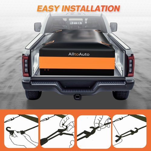 AlltoAuto Truck Bed Cargo Bag Plus, 35 Cubic Feet (58''x48''x22''), 100% Waterproof 600D Heavy Duty, Fits Any Truck, Simple and Convenient for Installation