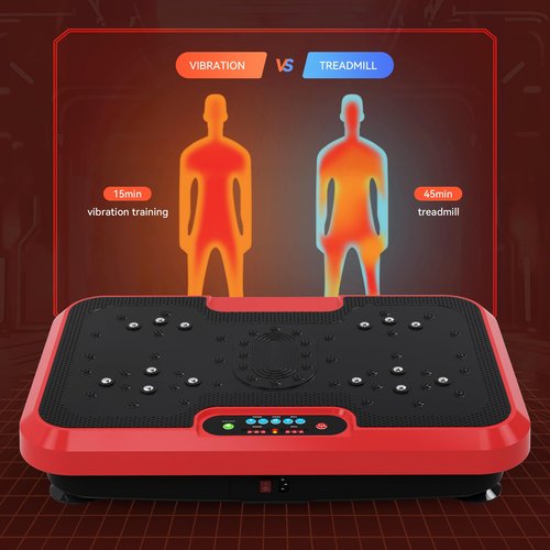 Vibration Plate Exercise Machine, Vibration Plate for Lymphatic Drainage Weight Loss, 999 Gear Shaping Vibrating Plate, Full Whole Body Workout Vibration Platform with Handles for Home Fitness (RED)