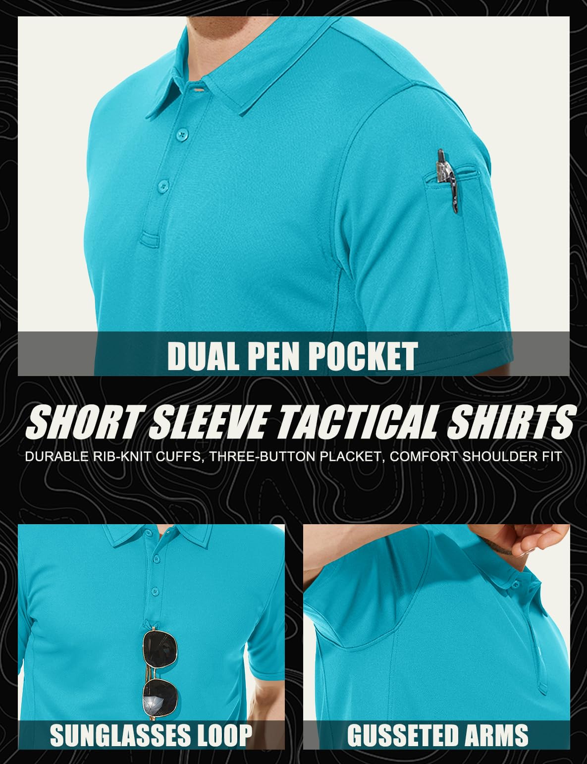 MAGCOMSEN Mens Polo Shirts Golf Shirts Polyester Quick Dry Light Work Shirts Golf Polo Shirts Ice Blue XXL