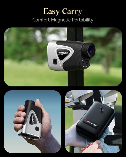REDTIGER Range Finder Golf, 1200 Yards Golf Rangefinder with Slope, Light-Adaptive Display, 7X Magnification, Flag Lock Vibration, Rechargeable Laser Range Finder with Magnet, GolfVue Series 2