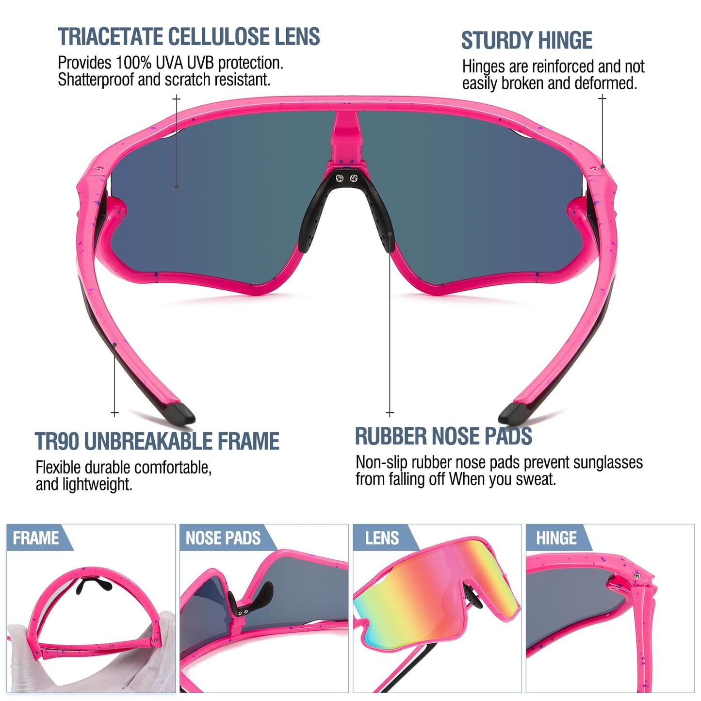 DUCO Kids Youth Baseball Sunglasses for Boys Girls Age 8-16 Polarized UV400 Protection Sports Cycling Glasses DK268