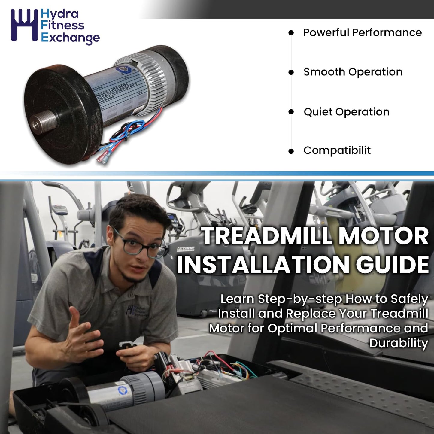 Hydra Fitness Exchange Drive Motor 405618 or 349568 or 314571 Works with Wes.lo Pro Form Healthrider Nordic Track Treadmill
