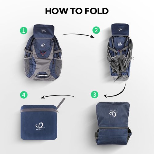 WATERFLY Lightweight Packable Hiking Backpack: 30L Foldable Travel Daypack Ultralight Camping Day Pack for Woman Man
