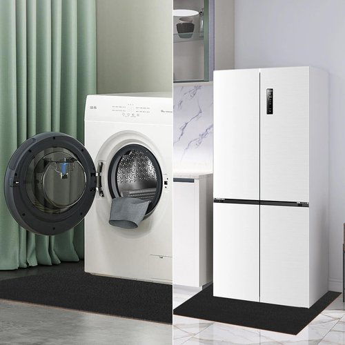 Under Washing Machine Mat, 63 x 36 Inches Large Non-Slip Waterproof Floor Washing Machine Mat Rubber Backing for Washer Dryer Fridge Refrigerator Floor Protection, Shock Absorbing Noise Reducing